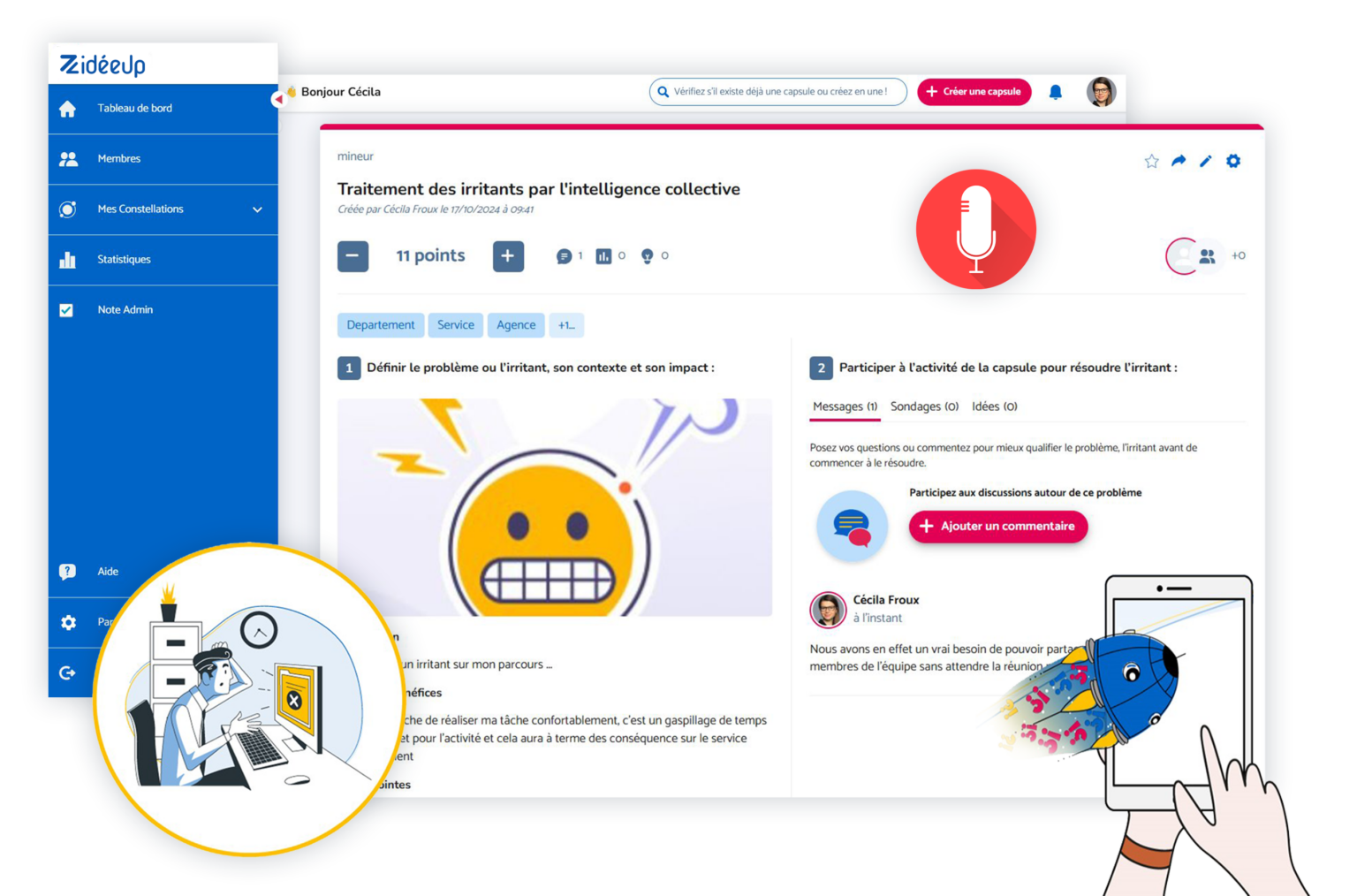 Module Partager, remontée d'irritants sur la plateforme Kaizen ZideeUp