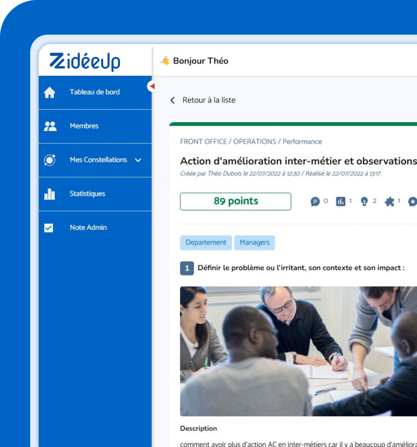 Interface multi device de la plateforme Kaizen collaborative ZideeUp, web et mobile